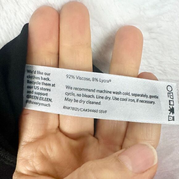 Eileen Fisher Jersey Knit Tank Dress Size Medium Black Minimalist Basic Stretch - Picture 5 of 5